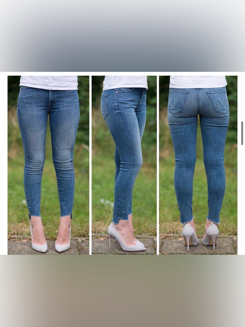 MOTHER Dark Blue High-Rise Ankle Skinny Jeans